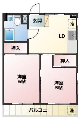 太陽ハイツ(2DK/2階)の間取り写真