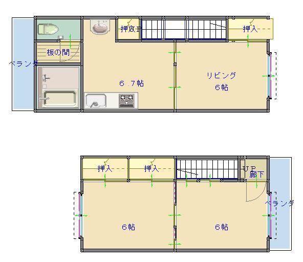 円一シーサイドアパート(2DK/2階)の間取り写真