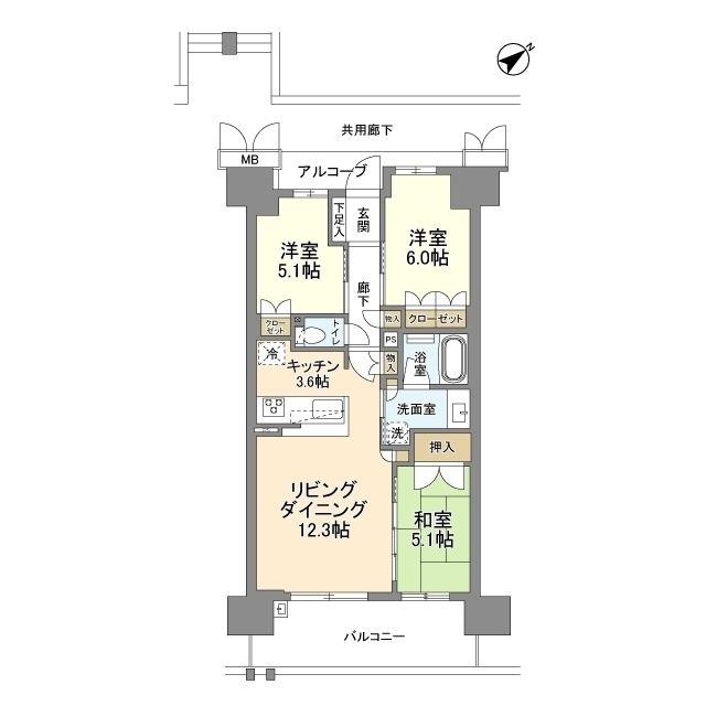 ローレルスクエア健都ザ・レジデンスSECOND STAGE(3LDK/11階)の間取り写真