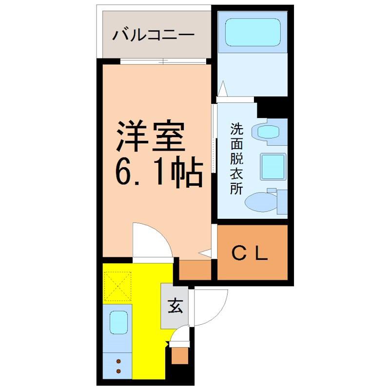 T.A 柵下町2丁目(1K/3階)の間取り写真