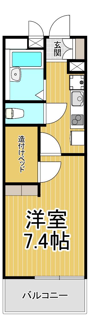 レオパレスドゥジェーム鳴尾(1K/1階)の間取り写真