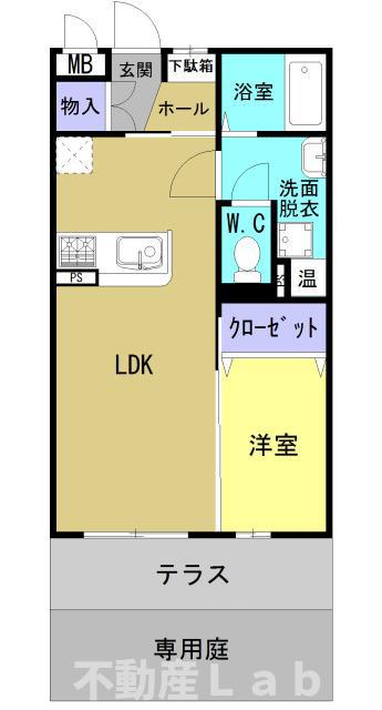 ボナール大浜(1LDK/1階)の間取り写真