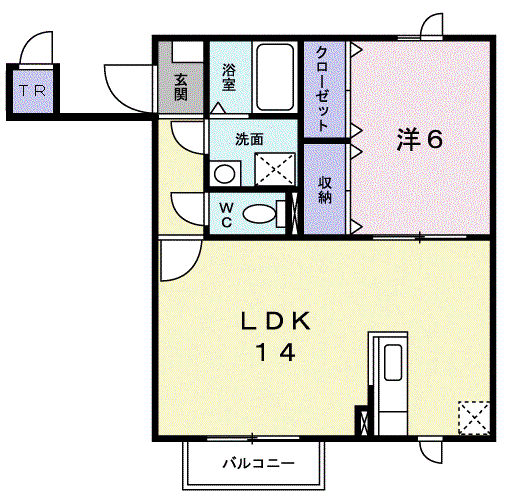エスペランサ(1LDK/1階)の間取り写真