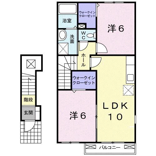 クローバーA(2LDK/2階)の間取り写真