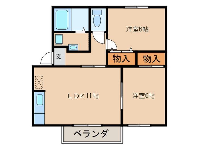フレマリール若竹 南棟(2LDK/2階)の間取り写真