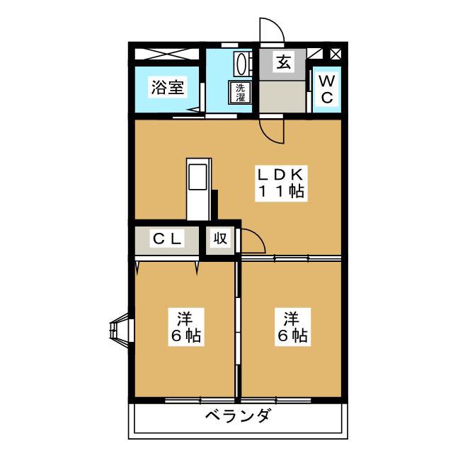 MITAKAマンション笠木(2LDK/2階)の間取り写真