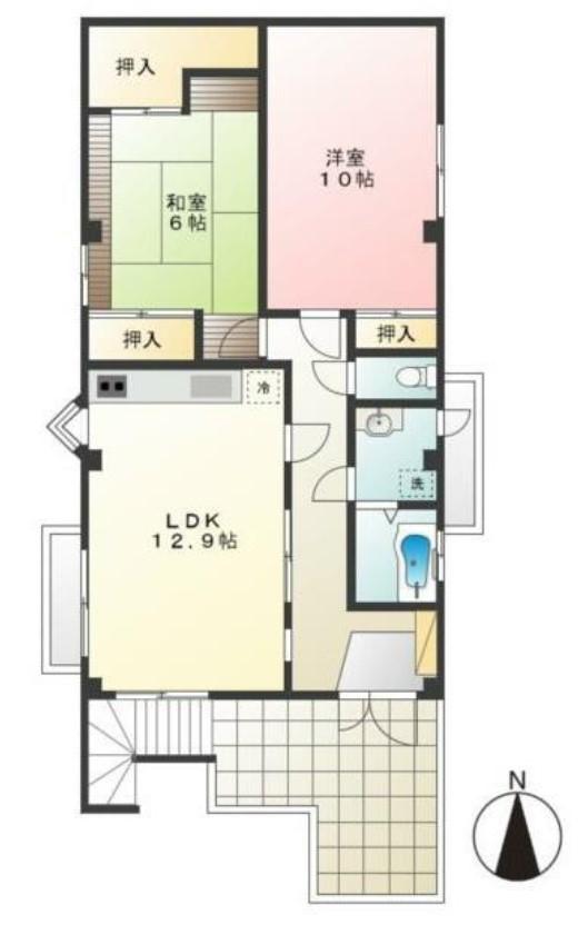 第1本多ビル(2LDK/3階)の間取り写真