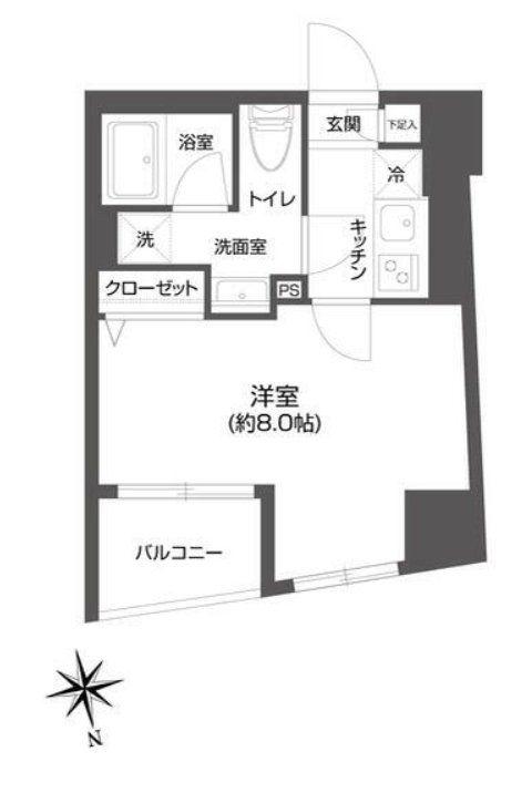 グランパセオ市谷甲良町(1K/9階)の間取り写真
