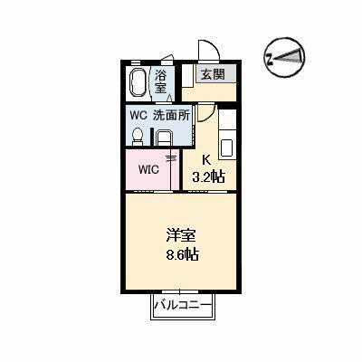 GOOD WELL 西町(1K/1階)の間取り写真