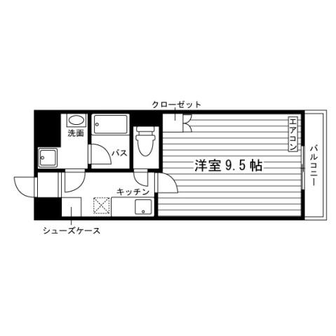 ブラッサム京田辺(1K/4階)の間取り写真