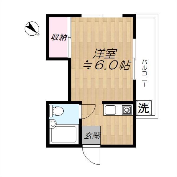 パールハイツ(ワンルーム/3階)の間取り写真