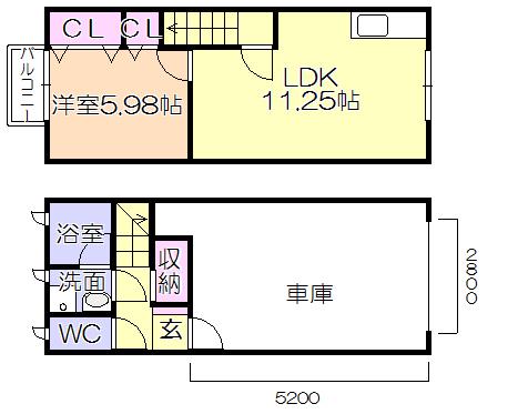 アウトリメッサ A棟(1LDK/1階)の間取り写真