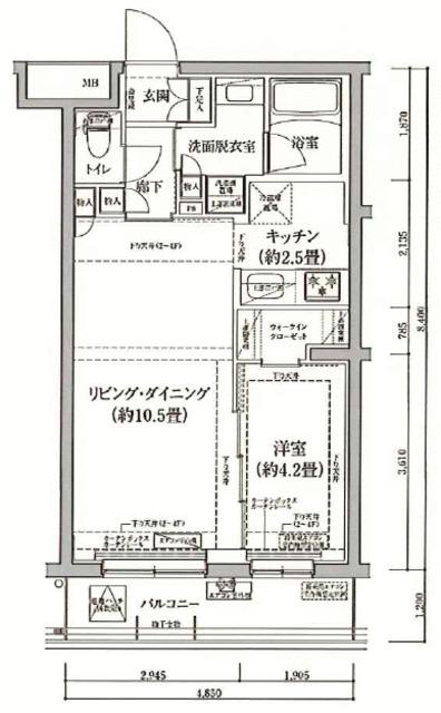 アイルプレミアム東京上石神井(1LDK/2階)の間取り写真