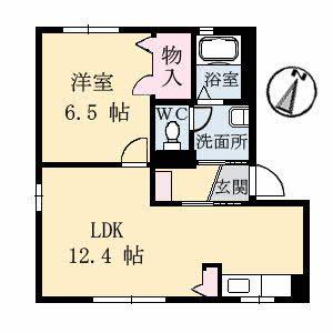 リッシュ良庵VI(1LDK/1階)の間取り写真