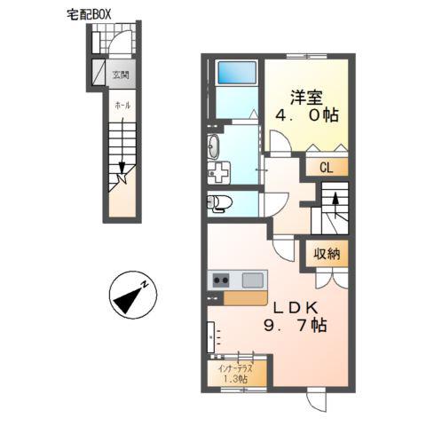 ツバメゾン(1LDK/2階)の間取り写真