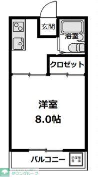 クレスト粕川(1K/1階)の間取り写真