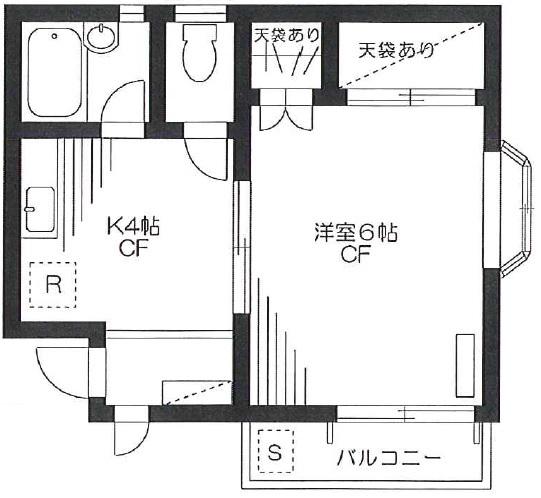 トヨハウス(1K/1階)の間取り写真