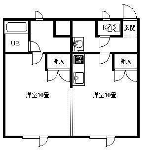 ロワールB(1DK/2階)の間取り写真
