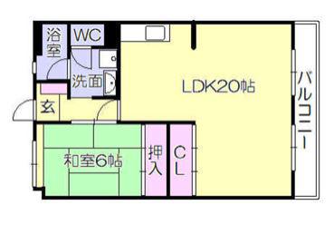 翠水ビル(1LDK/3階)の間取り写真