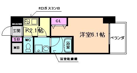 W-STYLE福島IIWISTARIA(1K/2階)の間取り写真