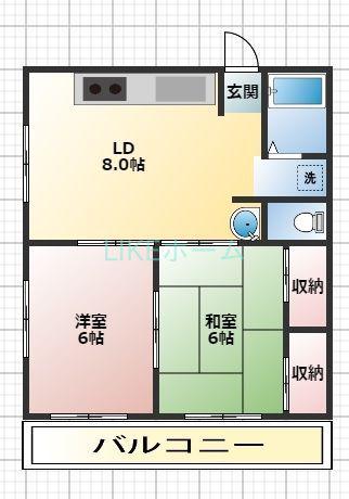 ベルーライト21(2DK/1階)の間取り写真