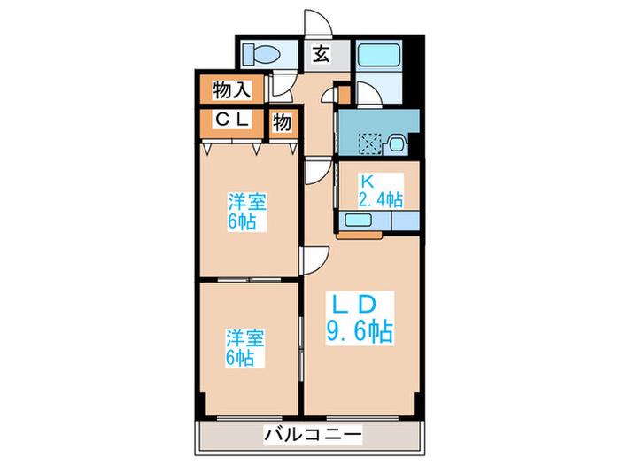 スカイ27(2LDK/3階)の間取り写真