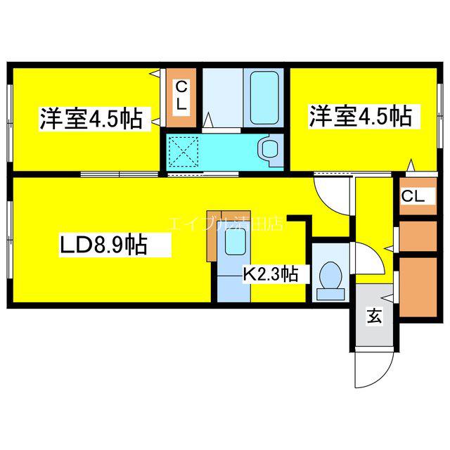 LIEN KITAHIROSHIMA I(2LDK/2階)の間取り写真