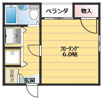 プライムハウス豊南(ワンルーム/1階)の間取り写真