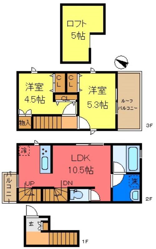 LA FORTUNA(2LDK/2階)の間取り写真