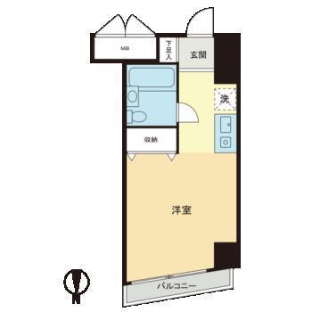フラット16(ワンルーム/4階)の間取り写真