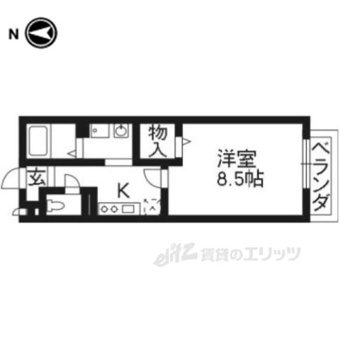 グランパルクⅡ(1K/2階)の間取り写真