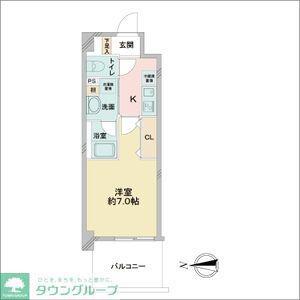 ジュール亀島(1K/4階)の間取り写真