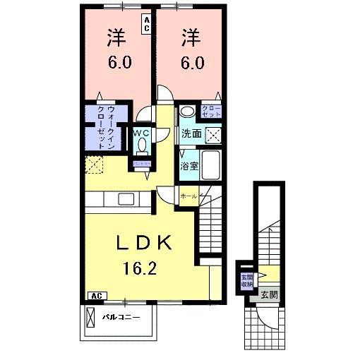 GLOIRE B(2LDK/2階)の間取り写真