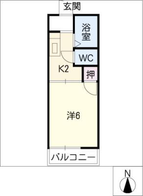 コーポパームス(1K/1階)の間取り写真