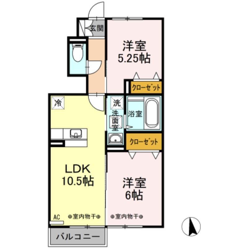D-ROOM本郷町(2LDK/1階)の間取り写真