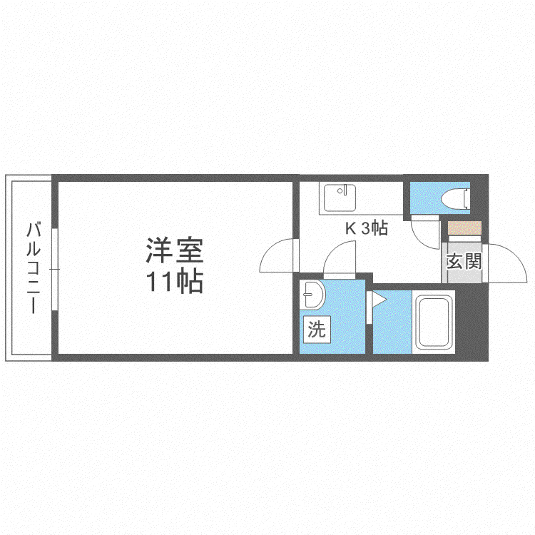 エクセル516(1K/3階)の間取り写真