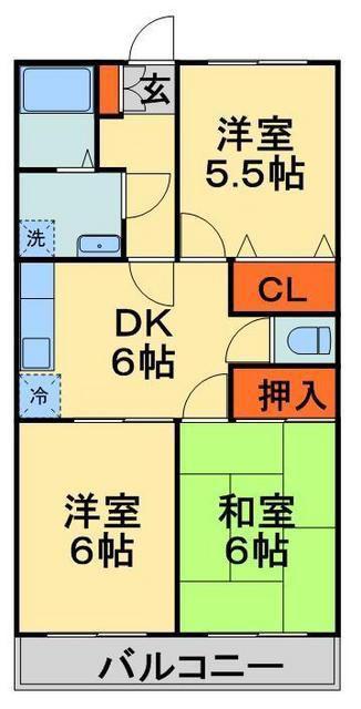 フェリース松戸(3DK/2階)の間取り写真