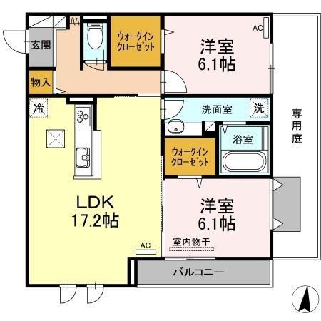 アルチェヴィータ(2LDK/1階)の間取り写真