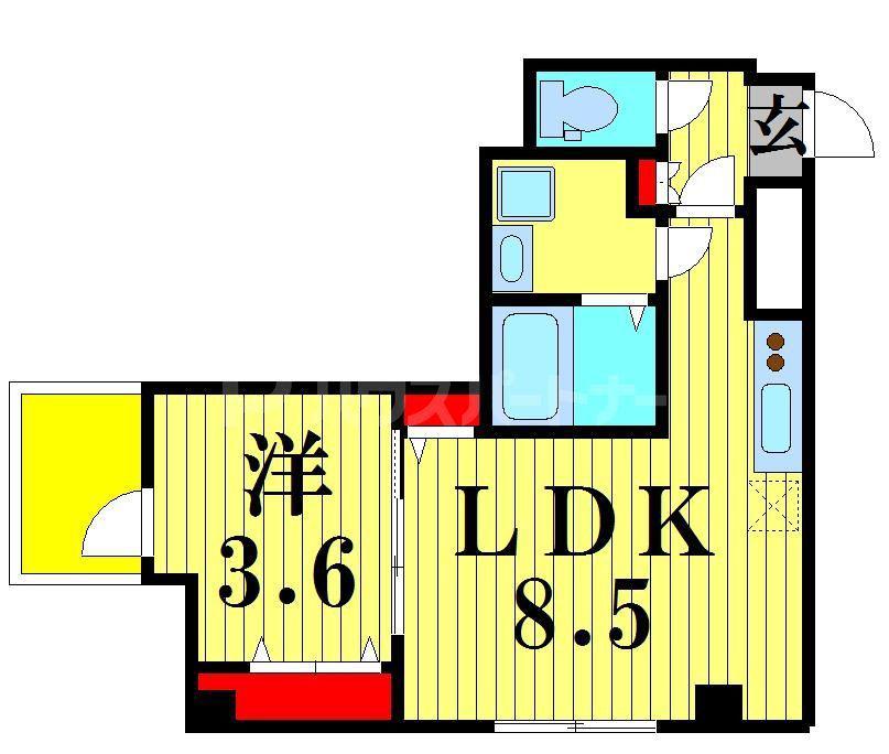 EPガーデン本中山(1LDK/5階)の間取り写真