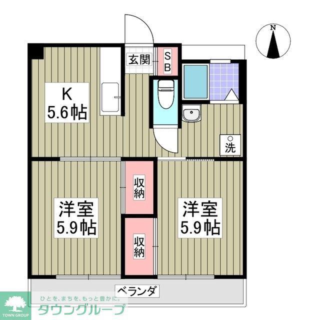 吉岡コーポ(2DK/3階)の間取り写真