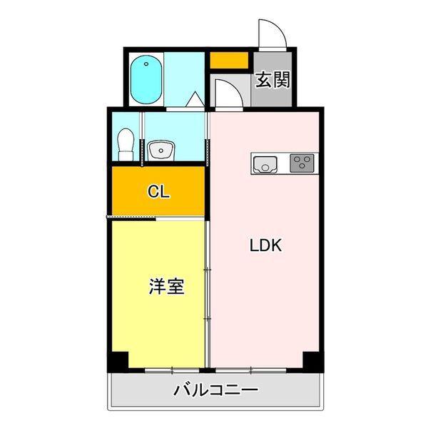 プランドール宮町(1LDK/3階)の間取り写真