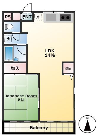 BRICKS(1LDK/2階)の間取り写真