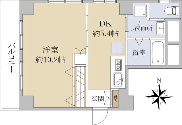 マンション第2明大前(1DK/8階)の間取り写真