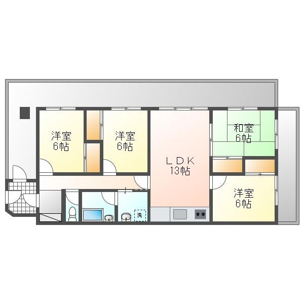 ローズマンション豊見城II(4LDK/4階)の間取り写真