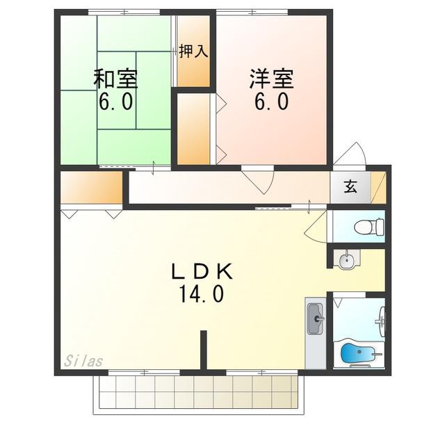 メゾンクレール(2LDK/2階)の間取り写真