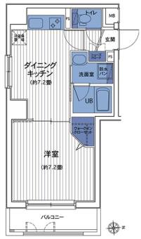 HF三田レジデンスII(1DK/8階)の間取り写真