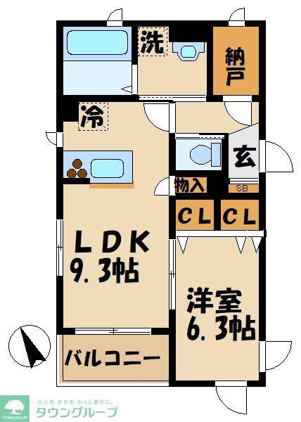 ルピナス(1LDK/2階)の間取り写真