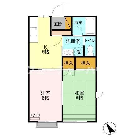 山木ハイツA(2K/1階)の間取り写真