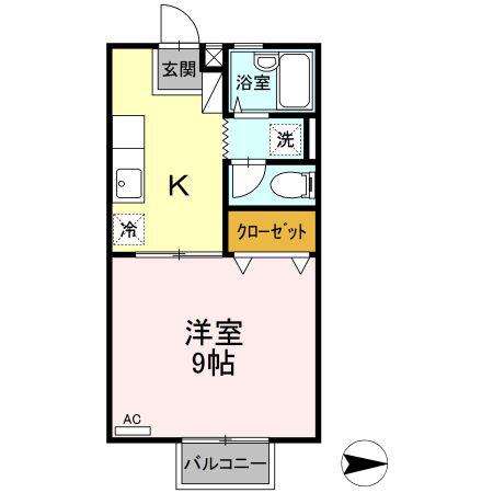 ドリームハイツB棟(1K/1階)の間取り写真