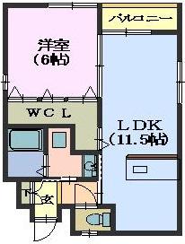 ベルメゾン田代本通(1LDK/1階)の間取り写真